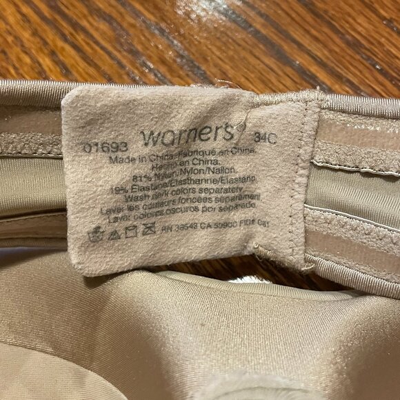 Warner's Beige Strapless Bra - Size 34C - Picture 3 of 4